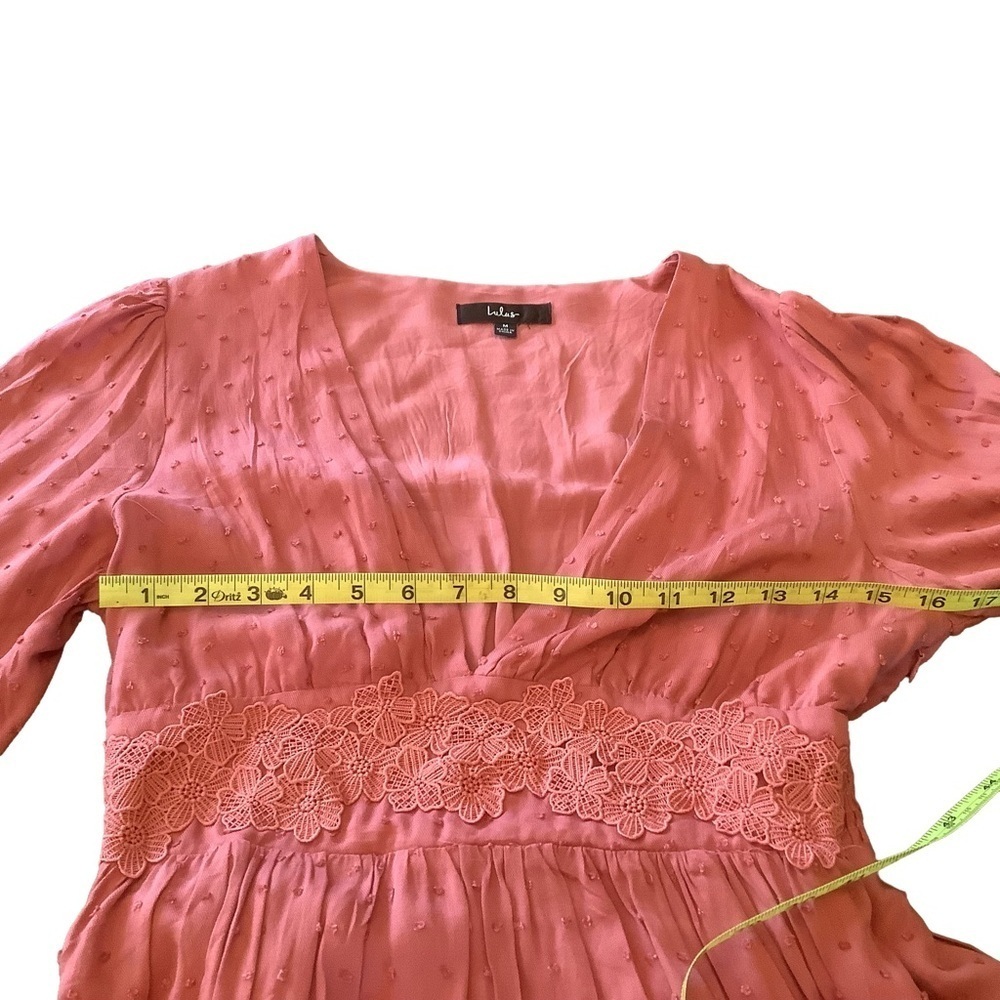 Lulus Charming Approach Dusty Rose Swiss Dot Mini Dress Size M Boho Romantic - Picture 7 of 11